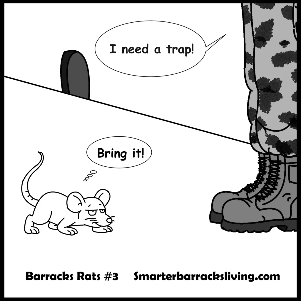 Barracks rat comic strip issue 3. Ratty is ready for a fight.